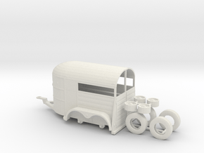 1/50th tandem axle 13' long horse trailer in White Natural Versatile Plastic