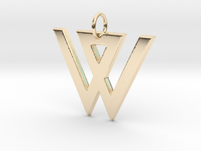 W in 14k Gold Plated Brass