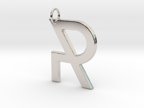 R in Rhodium Plated Brass