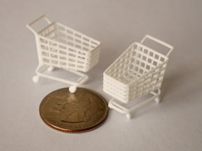 5 X Miniature Shopping Trolleys in White Natural Versatile Plastic
