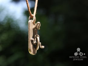 Unicycle Pendant in Polished Bronzed Silver Steel