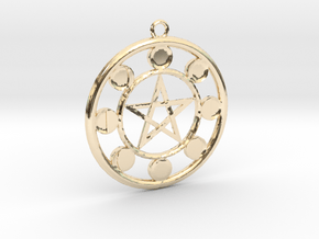 Lunar Phases Pentacle Pendant in 14K Yellow Gold