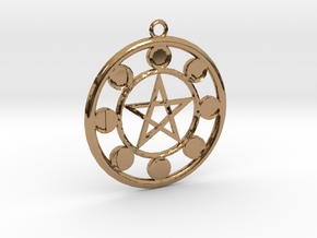 Lunar Phases Pentacle Pendant in Polished Brass