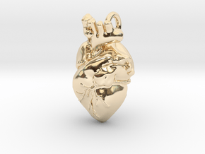 Bigger Anatomical Heart pendant in 14k Gold Plated Brass