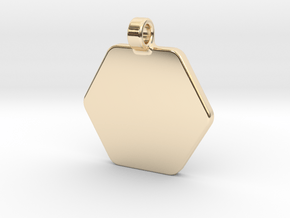 Your embossed pendant, hexagonal, 25mm. in 14K Yellow Gold