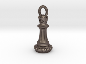 Chess Queen Pendant in Polished Bronzed Silver Steel