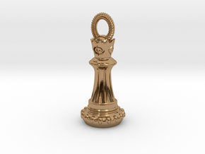 Chess Queen Pendant in Polished Brass