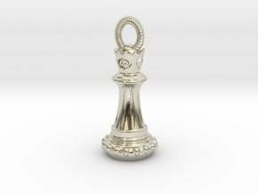 Chess Queen Pendant in 14k White Gold