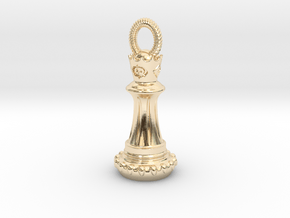 Chess Queen Pendant in 14k Gold Plated Brass