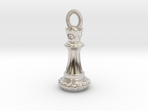 Chess Queen Pendant in Rhodium Plated Brass