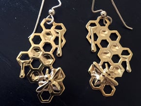 Honey Comb Earring Set in 18k Gold Plated Brass