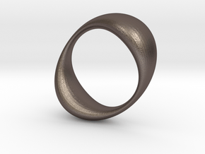 Double Globe Ring in Polished Bronzed Silver Steel: 6 / 51.5