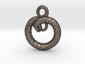 Ouroboros Pendant in Polished Bronzed Silver Steel