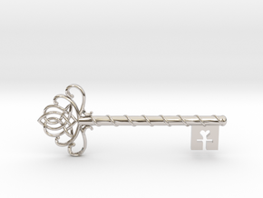 Skeleton Key with Celtic Knot in Rhodium Plated Brass