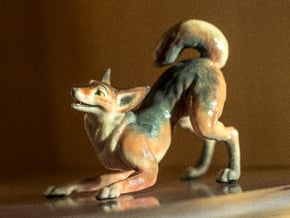 Playful Wolf in Full Color Sandstone