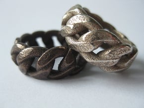 Chained Ring of Honor in Polished Bronzed Silver Steel