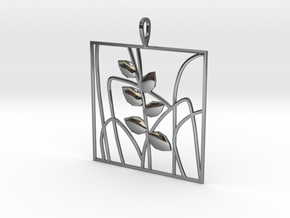 Plant and grass Alhendin pendant in Fine Detail Polished Silver