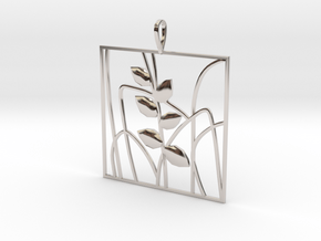 Plant and grass Alhendin pendant in Rhodium Plated Brass