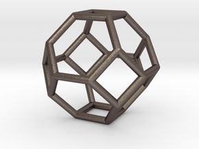 0268 Truncated Octahedron E (a=1сm) #001 in Polished Bronzed Silver Steel