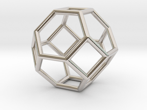 0268 Truncated Octahedron E (a=1сm) #001 in Rhodium Plated Brass