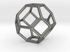 0268 Truncated Octahedron E (a=1сm) #001 in Fine Detail Polished Silver