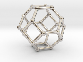 0373 Truncated Octahedron V&E (a=1сm) #002 in Rhodium Plated Brass
