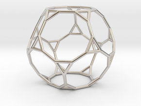 0270 Truncated Dodecahedron E (a=1cm) #001 in Rhodium Plated Brass