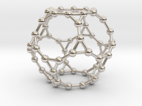 0384 Truncated Dodecahedron V&E (a=1сm) #003 in Rhodium Plated Brass