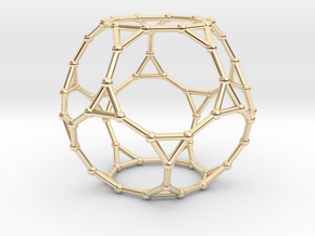 0383 Truncated Dodecahedron V&E (a=1сm) #002 in 14k Gold Plated Brass