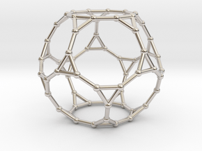 0383 Truncated Dodecahedron V&E (a=1сm) #002 in Rhodium Plated Brass