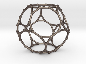 0383 Truncated Dodecahedron V&E (a=1сm) #002 in Polished Bronzed Silver Steel