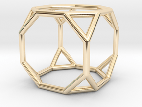0271 Truncated Cube E (a=1cm) #001 in 14k Gold Plated Brass