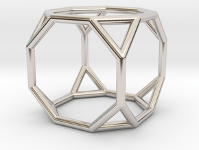 0271 Truncated Cube E (a=1cm) #001 in Rhodium Plated Brass