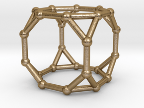 0375 Truncated Cube V&E (a=1cm) #002 in Polished Gold Steel