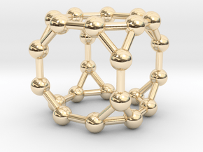 0376 Truncated Cube V&E (a=1cm) #003 in 14k Gold Plated Brass