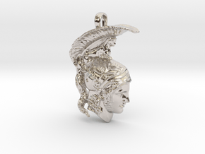ARES, God of War necklace pendant (profile) in Rhodium Plated Brass
