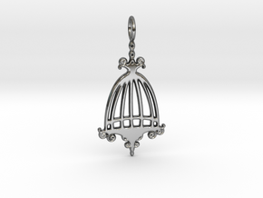 Elegant Birdcage Pendant in Fine Detail Polished Silver
