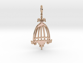 Elegant Birdcage Pendant in 14k Rose Gold Plated Brass