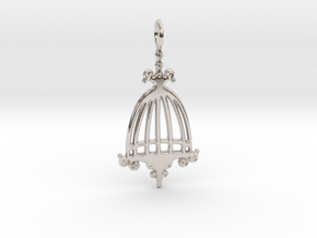 Elegant Birdcage Pendant in Rhodium Plated Brass