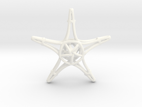Starfish Wireframe Keychain in White Processed Versatile Plastic