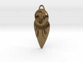 Barn Owl Pendant in Polished Bronze