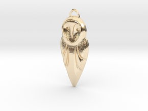 Barn Owl Pendant in 14k Gold Plated Brass