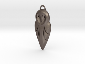 Barn Owl Pendant in Polished Bronzed Silver Steel