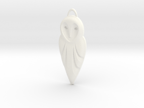 Barn Owl Pendant in White Processed Versatile Plastic