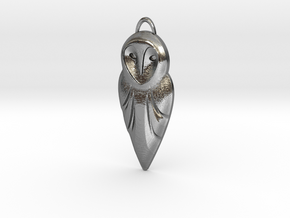 Barn Owl Pendant in Polished Silver