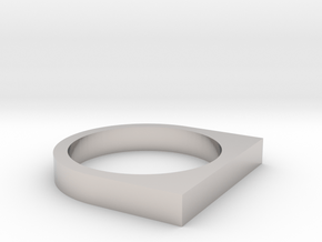 Minimal Square Top Ring, Size 7 in Rhodium Plated Brass