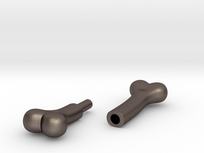 4mm bone (2-pieces) in Polished Bronzed Silver Steel