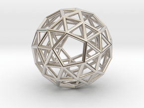 0272 Snub Dodecahedron E (a=1cm) #001 in Rhodium Plated Brass