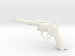 REVOLVER - GUN Pendant in White Processed Versatile Plastic