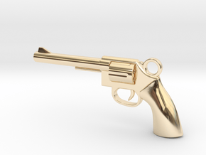 REVOLVER - GUN Pendant in 14k Gold Plated Brass